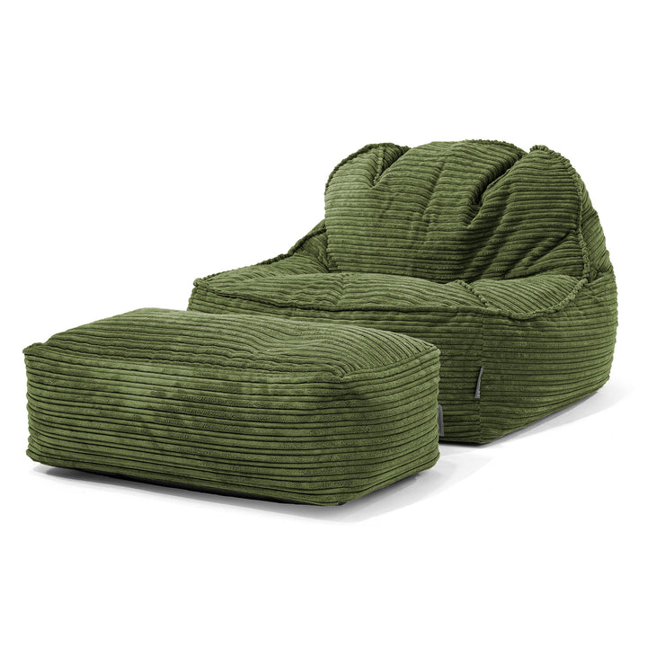 Sedia Pouf Sacco Sloucher 2.0 - Velluto a Coste Verde Foresta 02