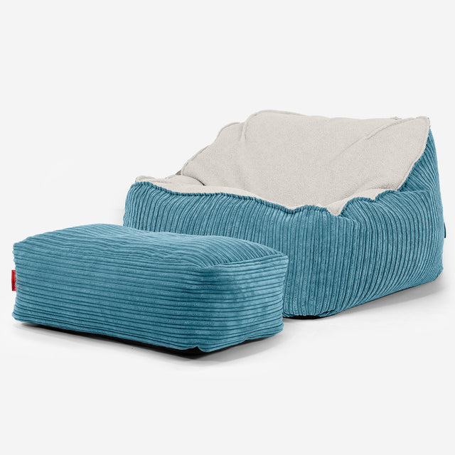 Sedia Pouf Sacco Sloucher - Bouclé & Velluto a Coste Egeo Blu 03