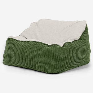 Sedia Pouf Sacco Sloucher - Bouclé & Velluto a Coste Verde Foresta