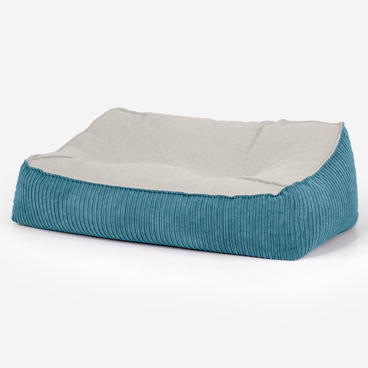 Pouf Divano Sloucher - Bouclé & Velluto a Coste Egeo Blu 01