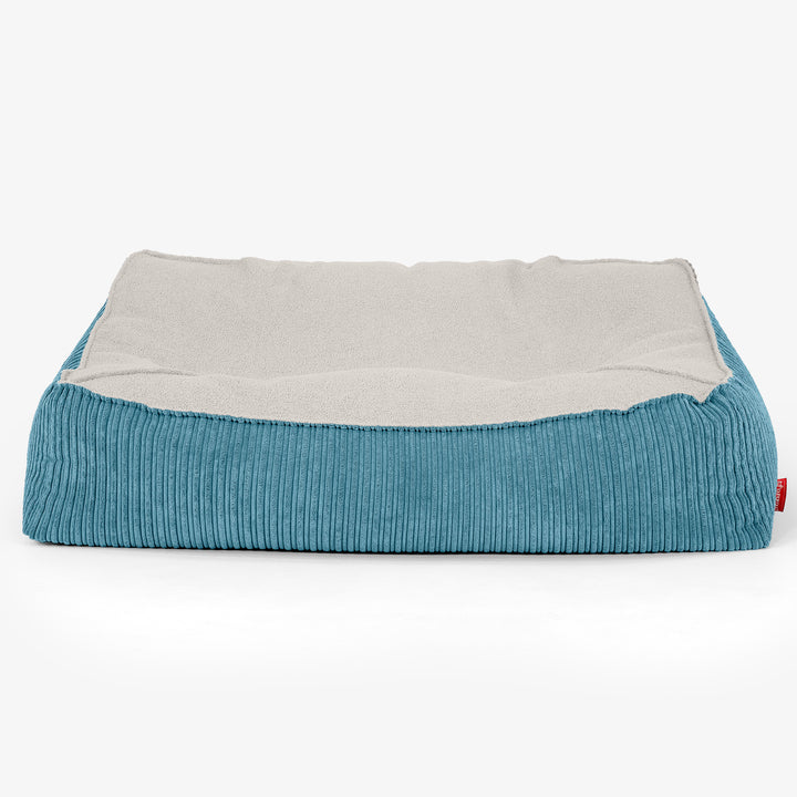 Pouf Divano Sloucher - Bouclé & Velluto a Coste Egeo Blu 02