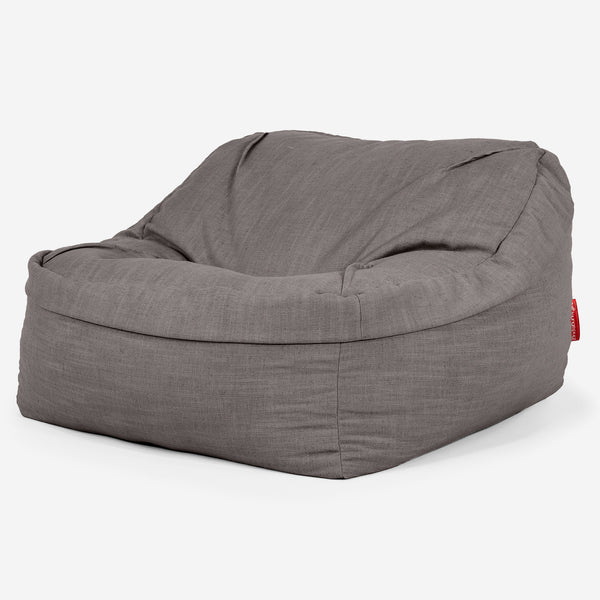 Sedia Pouf Sacco Sloucher - Effetto Lino Pizarra Gris 01