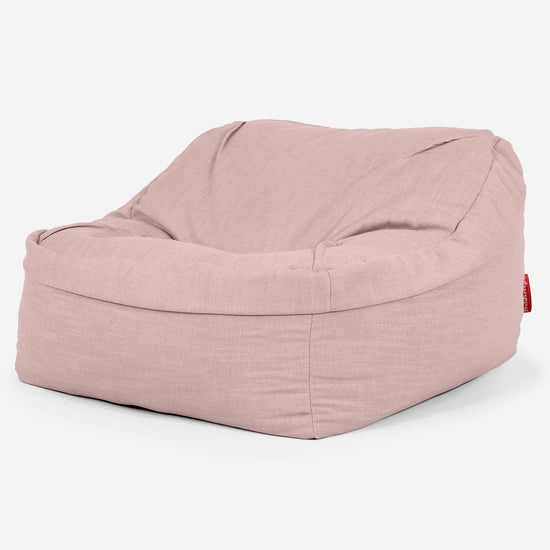 Sedia Pouf Sacco Sloucher - Effetto Lino Rosa 01