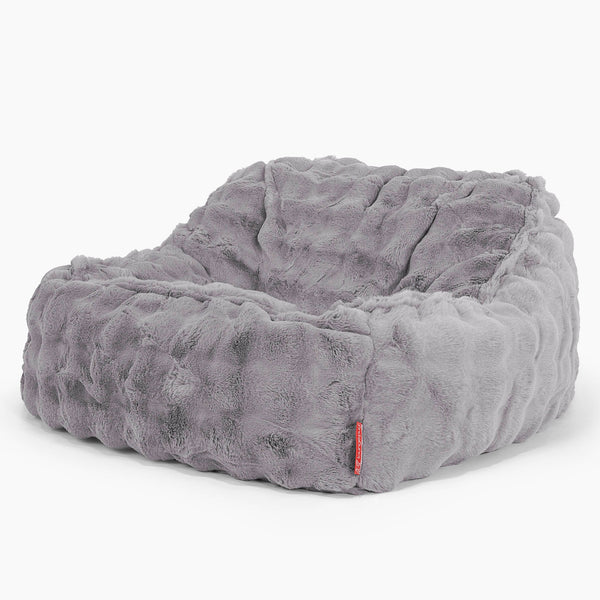 Sedia Pouf Sacco Sloucher - Pelliccia Sintetica a Bolle Grigio 01