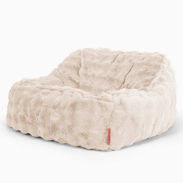 Sedia Pouf Sacco Sloucher - Pelliccia Sintetica a Bolle Panna 01