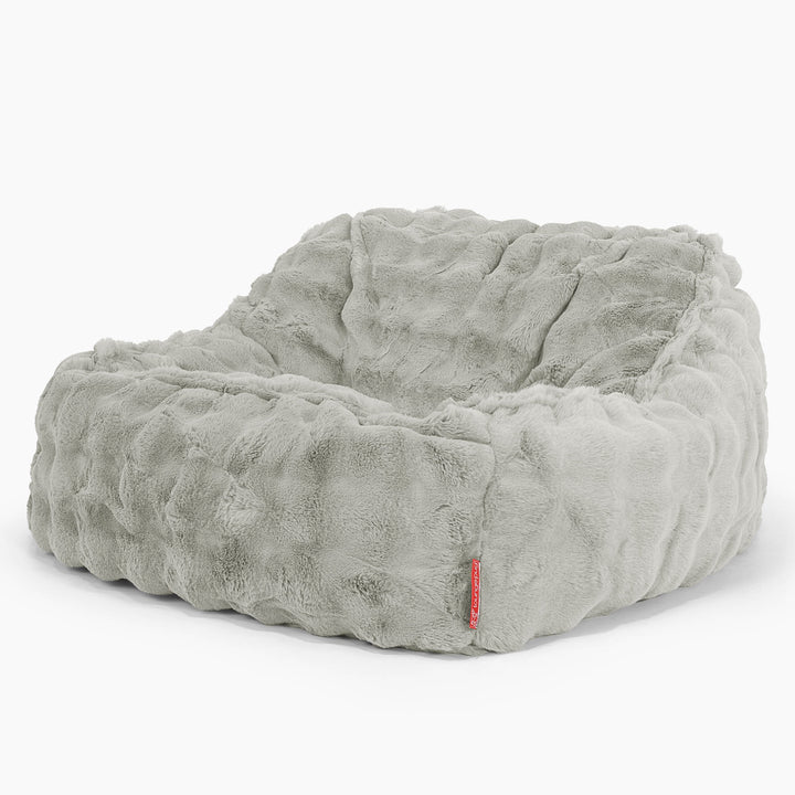 Sedia Pouf Sacco Sloucher - Pelliccia Sintetica a Bolle Verde Salvia 01