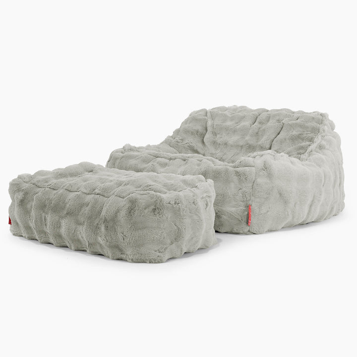 Sedia Pouf Sacco Sloucher - Pelliccia Sintetica a Bolle Verde Salvia 02