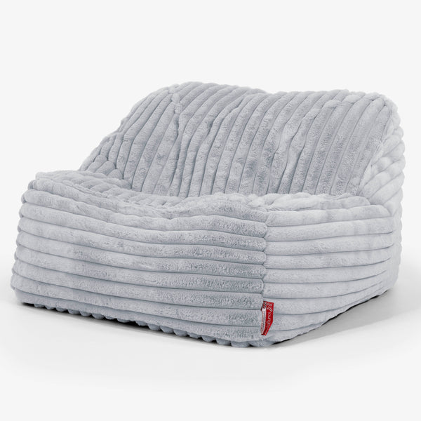 Sedia Pouf Sacco Sloucher - Velluto Felpato Ultra Morbido Azzurro Uovo di Anatra1