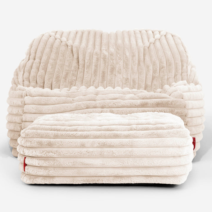 Sedia Pouf Sacco Sloucher - Velluto Felpato Ultra Morbido Panna3
