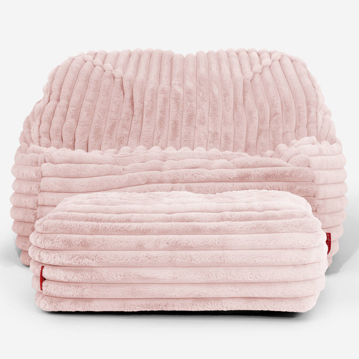 Sedia Pouf Sacco Sloucher - Velluto Felpato Ultra Morbido Rosa Antico3