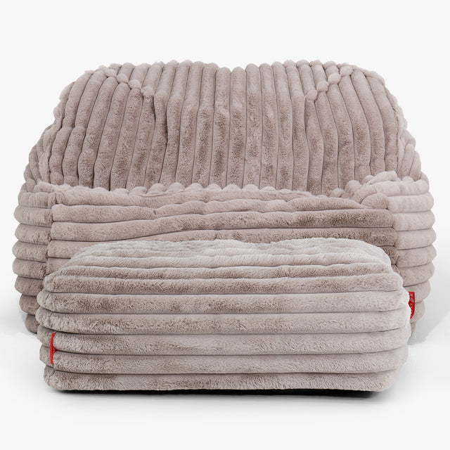 Sedia Pouf Sacco Sloucher - Velluto Felpato Ultra Morbido Visone3