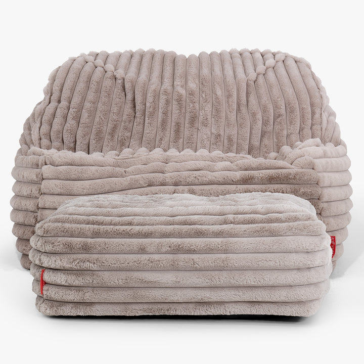Sedia Pouf Sacco Sloucher - Velluto Felpato Ultra Morbido Visone3