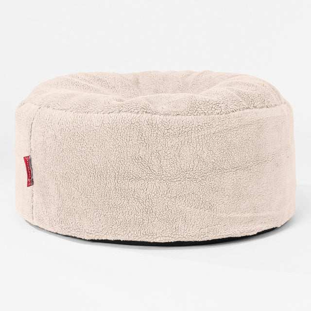 Pouf Rotondo Copertura di Ricambio - Eco-pelliccia Orsacchiotto 01