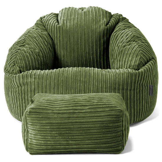 Poltrona a Sacco Bubble - Velluto a Coste Verde Foresta 02