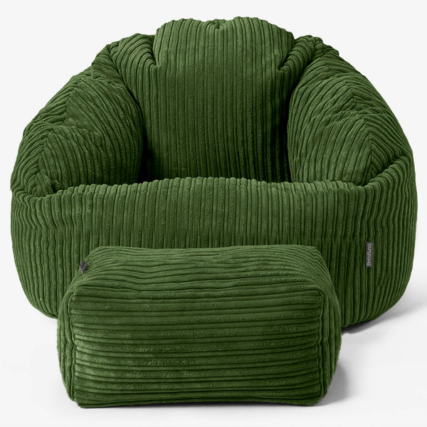 Poltrona a Sacco Bubble - Velluto a Coste Verde Foresta 01