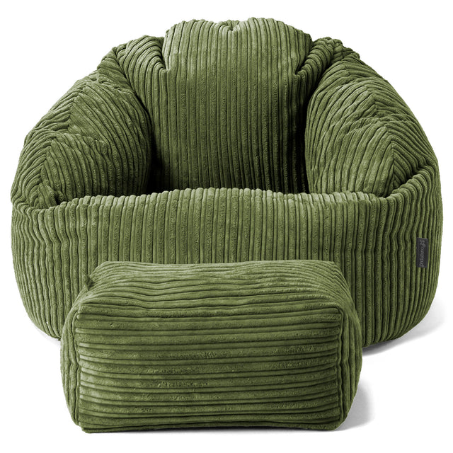 Poltrona a Sacco Bubble - Velluto a Coste Verde Foresta 02