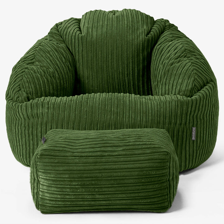 Poltrona a Sacco Bubble - Velluto a Coste Verde Foresta 02