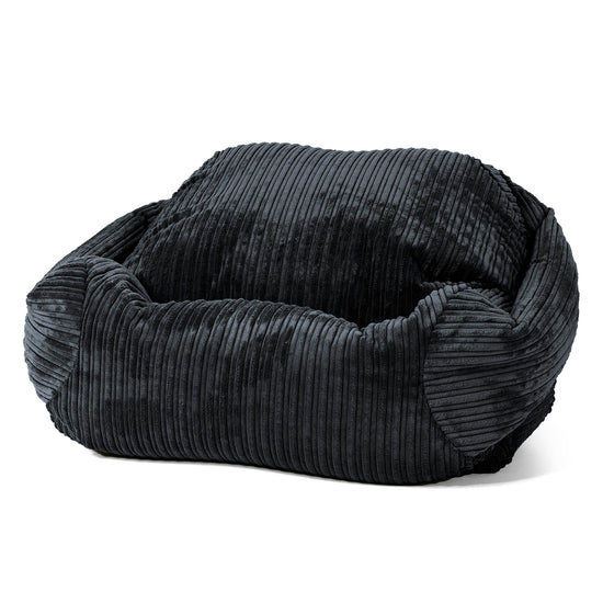 Poltrona Pouf Sacco Sabine - Velluto a Coste Nero 01