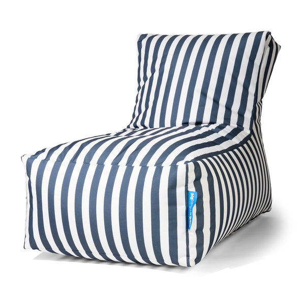 Pouf Lettino Prendisole Esterno - A Righe Blu Navy 01