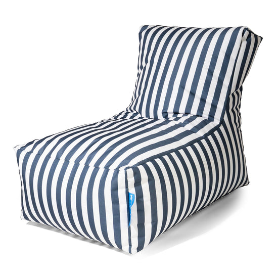 Pouf Lettino Prendisole Esterno - A Righe Blu Navy 02
