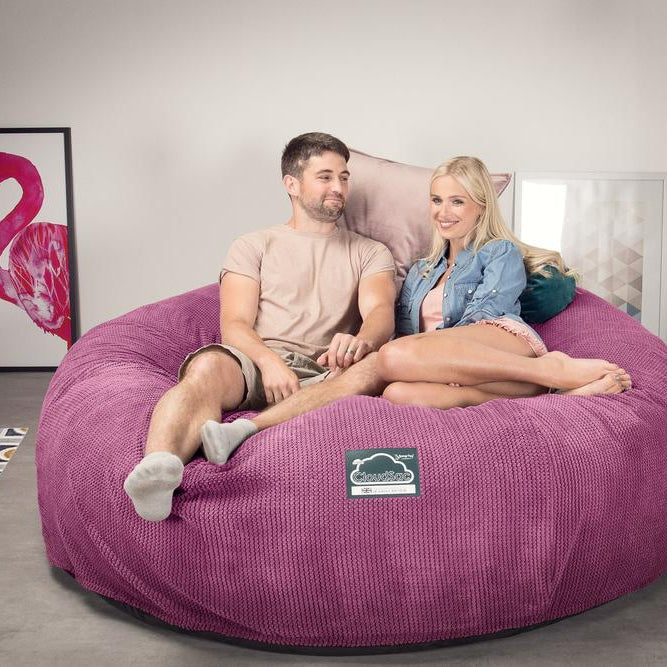 Lounge Pug, Pouf Sacco Gigante King Size XXL, C3000L CloudSac, Imbottito Di Fiocchi Di Lattice e Poliestere, Pompon Rosa