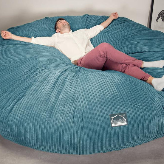 Lounge Pug, Pouf Sacco Gigante Titanico XXXXXL, C5000L CloudSac, Imbottito Di Fiocchi Di Lattice e Poliestere, Velluto a Coste Egeo Blu