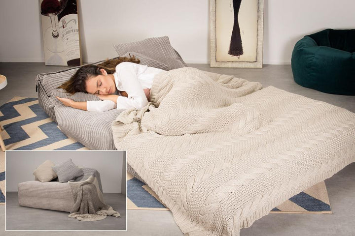Lounge Pug, Avery, Poltrona Futon, Doppio, Velluto a Coste Visone