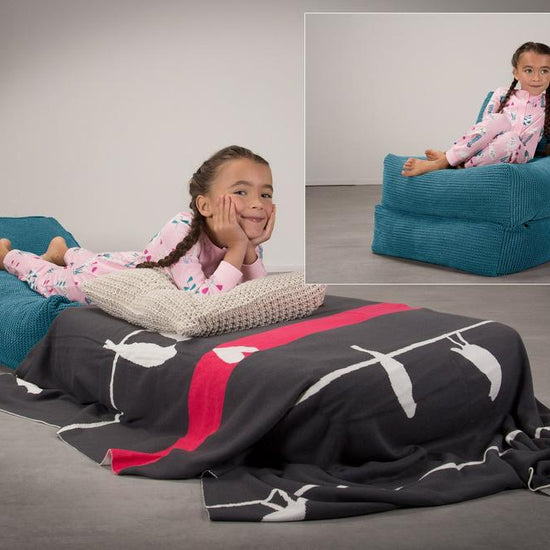 Lounge Pug, Avery, Poltrona Futon, Singolo, Pompon Egeo Blu