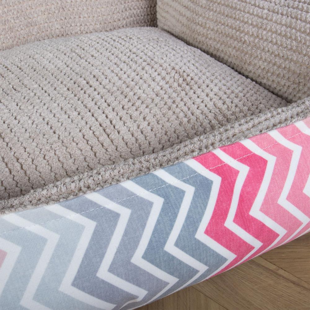 "Il Sofá Da Mighty-Bark" - Divani Per Cani, Ortopedico, Memory Foam | Cani Divano | Cani Letto | Cuscino Per Cani | Cani Lounge - Stampa Geometrica Chevron Rosa