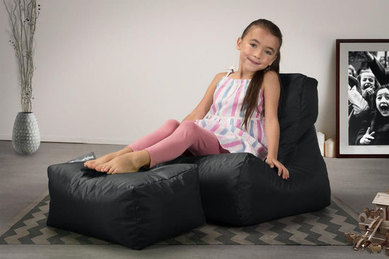 Big Bertha Original, Pouf Poltrona Relax per Bambini, Pouf Sacco, Nero