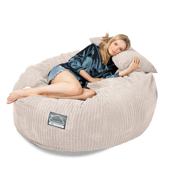 Lounge Pug, Pouf Sacco Gigante XXL, C1010L CloudSac, Imbottito Di Fiocchi Di Lattice e Poliestere, Velluto a Coste Avorio