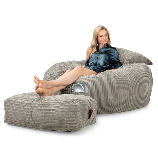 Lounge Pug, Pouf Sacco Gigante XXL, C1010L CloudSac, Imbottito Di Fiocchi Di Lattice e Poliestere, Velluto a Coste Visone