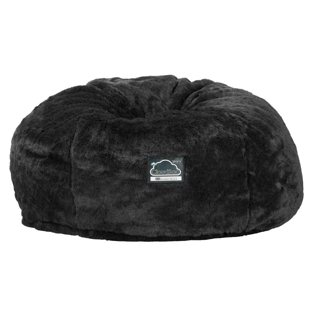 Lounge Pug, Pouf Sacco Gigante XXL, C1010L CloudSac, Imbottito Di Fiocchi Di Lattice e Poliestere, Finta Pelliccia Nero