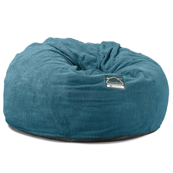 Lounge Pug, Pouf Sacco Gigante XXL, C1010L CloudSac, Imbottito Di Fiocchi Di Lattice e Poliestere, Pompon Egeo Blu