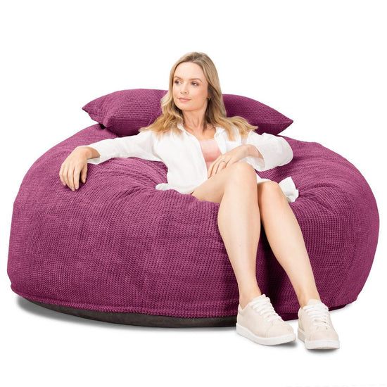 Lounge Pug, Pouf Sacco Gigante XXL, C1010L CloudSac, Imbottito Di Fiocchi Di Lattice e Poliestere, Pompon Rosa