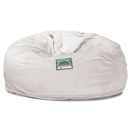 Lounge Pug, Pouf Sacco Gigante XXL, C1010L CloudSac, Imbottito Di Fiocchi Di Lattice e Poliestere, Velluto  Argento