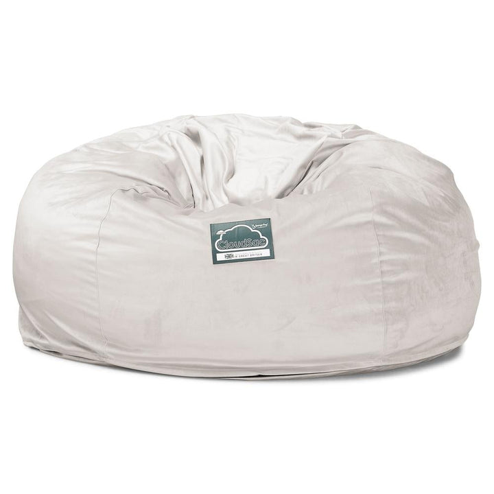 Lounge Pug, Pouf Sacco Gigante XXL, C1010L CloudSac, Imbottito Di Fiocchi Di Lattice e Poliestere, Velluto  Argento