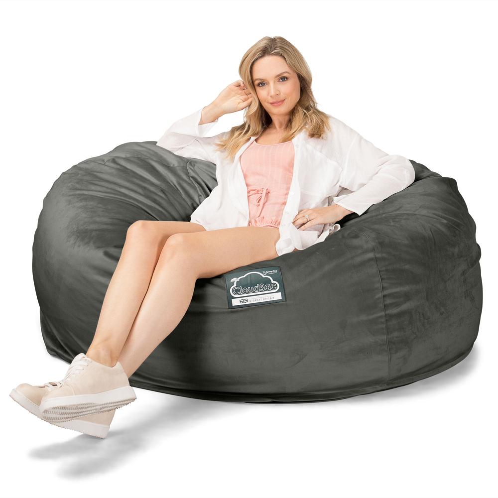 Lounge Pug, Pouf Sacco Gigante XXL, C1010L CloudSac, Imbottito Di Fiocchi Di Lattice e Poliestere, Velluto Grafite