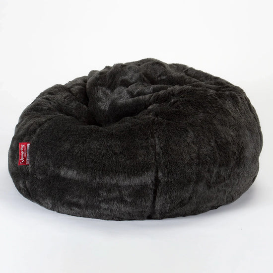LOUNGE PUG, Poltrona Sacco 'Classico', Finta Pelliccia - Nero