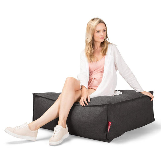 Lounge Pug, Pouf Ottomano, C250L CloudSac, Imbottito Di Fiocchi Di Lattice e Poliestere, Tessuto in Lana Interalli Grigio