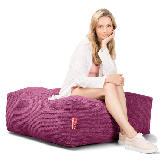Lounge Pug, Pouf Ottomano, C250L CloudSac, Imbottito Di Fiocchi Di Lattice e Poliestere, Pompon Rosa