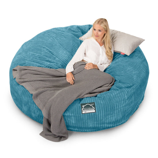 Lounge Pug, Pouf Sacco Gigante King Size XXL, C3000L CloudSac, Imbottito Di Fiocchi Di Lattice e Poliestere, Velluto a Coste Egeo Blu
