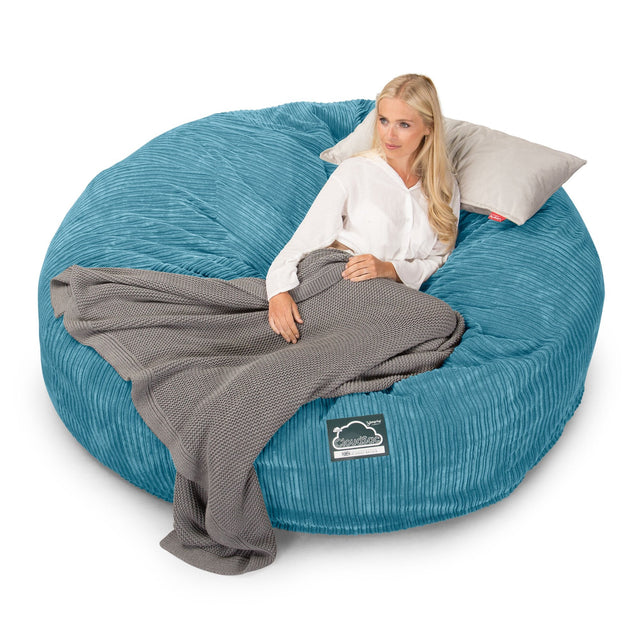 Lounge Pug, Pouf Sacco Gigante King Size XXL, C3000L CloudSac, Imbottito Di Fiocchi Di Lattice e Poliestere, Velluto a Coste Egeo Blu