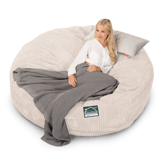 Lounge Pug, Pouf Sacco Gigante King Size XXL, C3000L CloudSac, Imbottito Di Fiocchi Di Lattice e Poliestere, Velluto a Coste Avorio