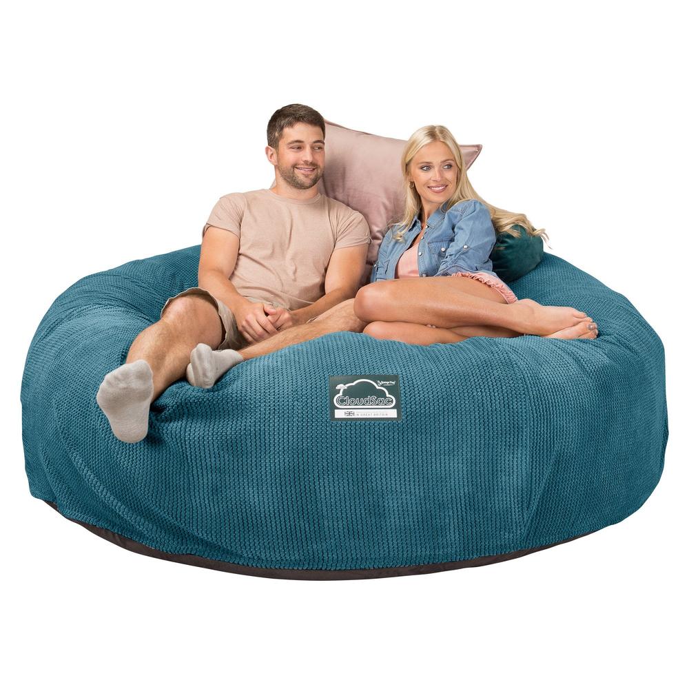 Lounge Pug, Pouf Sacco Gigante King Size XXL, C3000L CloudSac, Imbottito Di Fiocchi Di Lattice e Poliestere, Pompon Egeo Blu