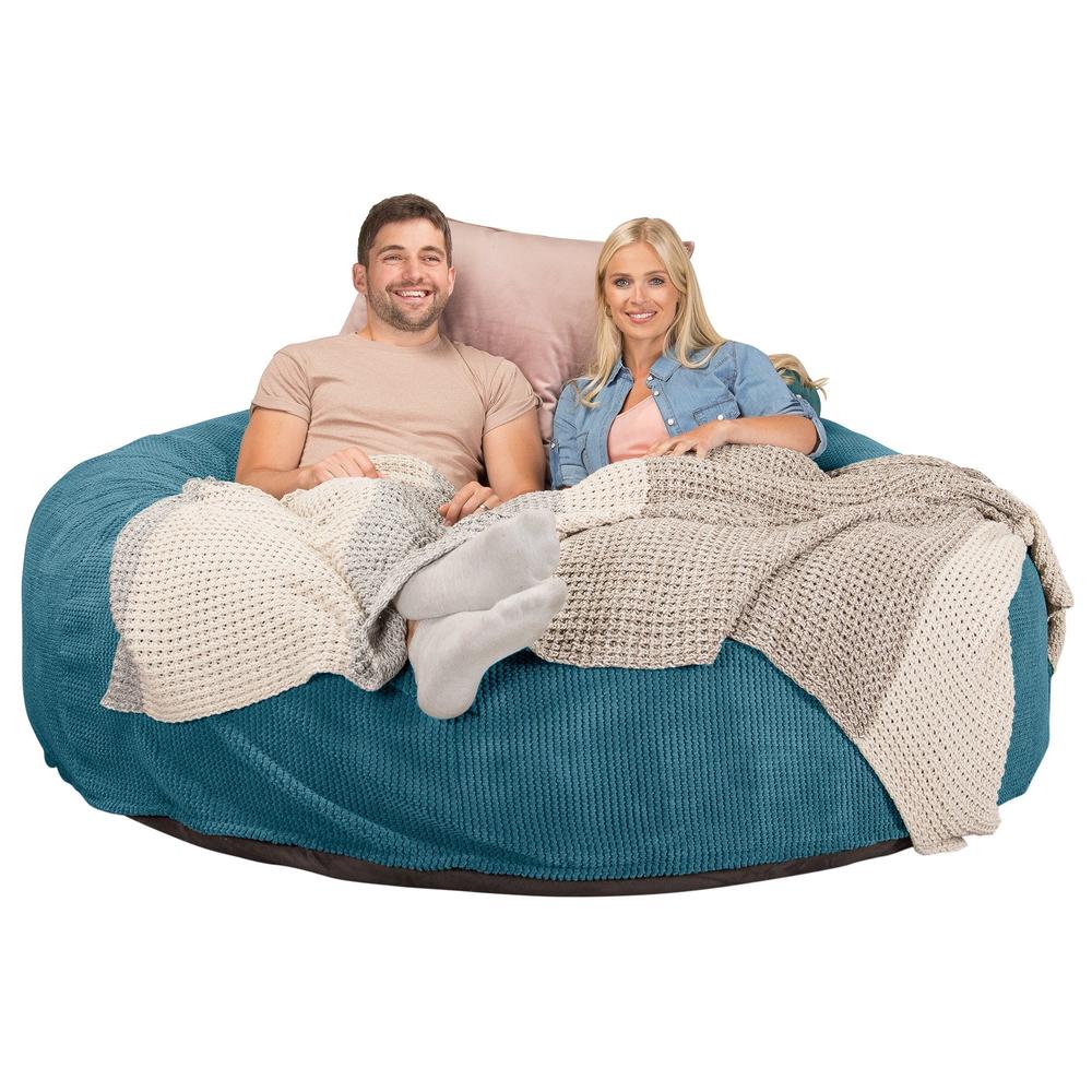 Lounge Pug, Pouf Sacco Gigante King Size XXL, C3000L CloudSac, Imbottito Di Fiocchi Di Lattice e Poliestere, Pompon Egeo Blu