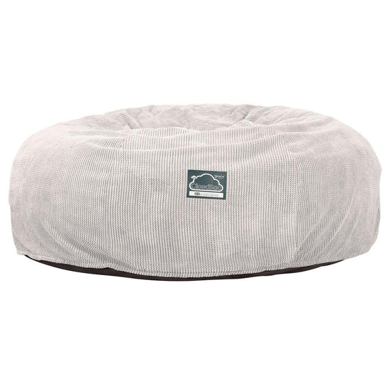Lounge Pug, Pouf Sacco Gigante King Size XXL, C3000L CloudSac, Imbottito Di Fiocchi Di Lattice e Poliestere, Pompon Panna