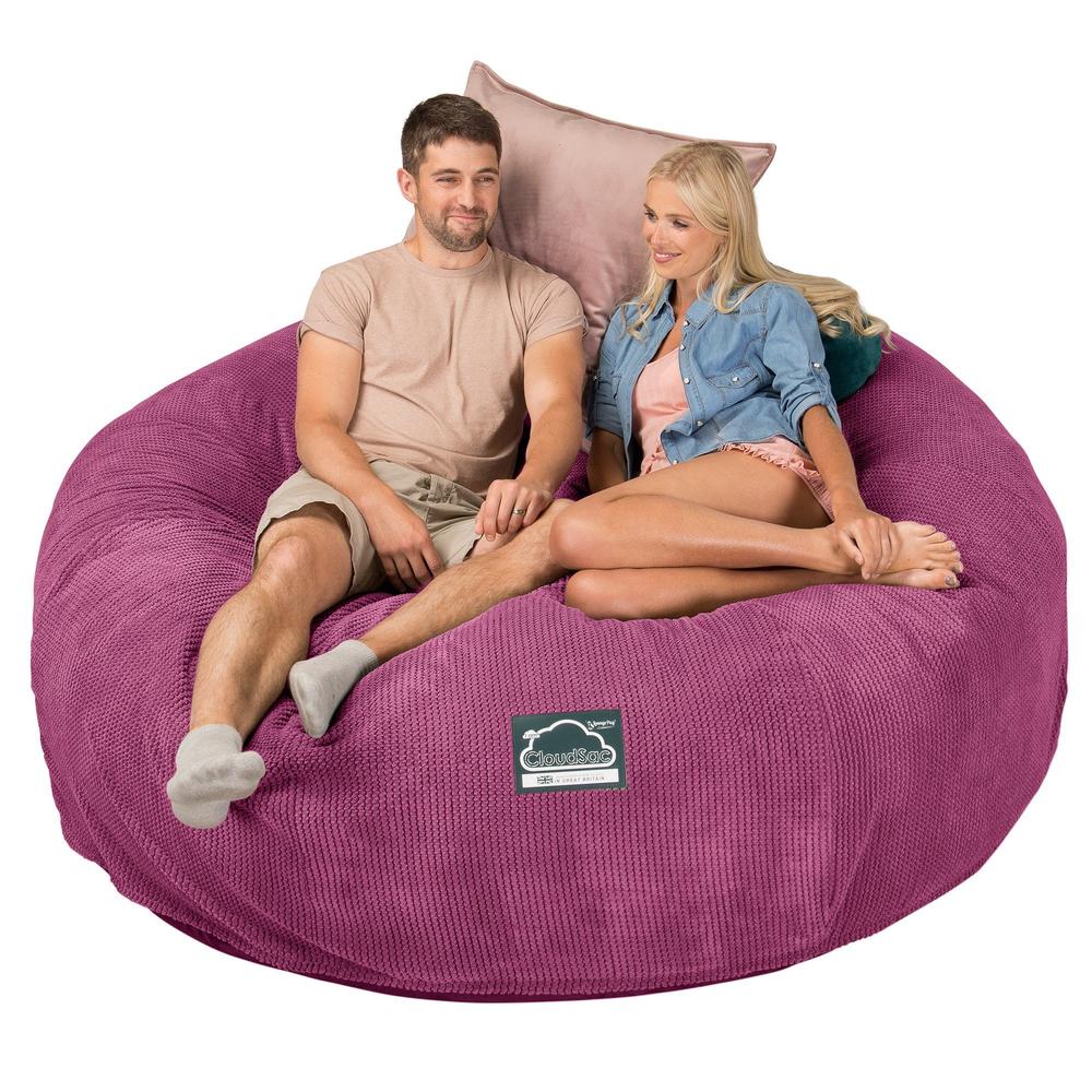 Lounge Pug, Pouf Sacco Gigante King Size XXL, C3000L CloudSac, Imbottito Di Fiocchi Di Lattice e Poliestere, Pompon Rosa