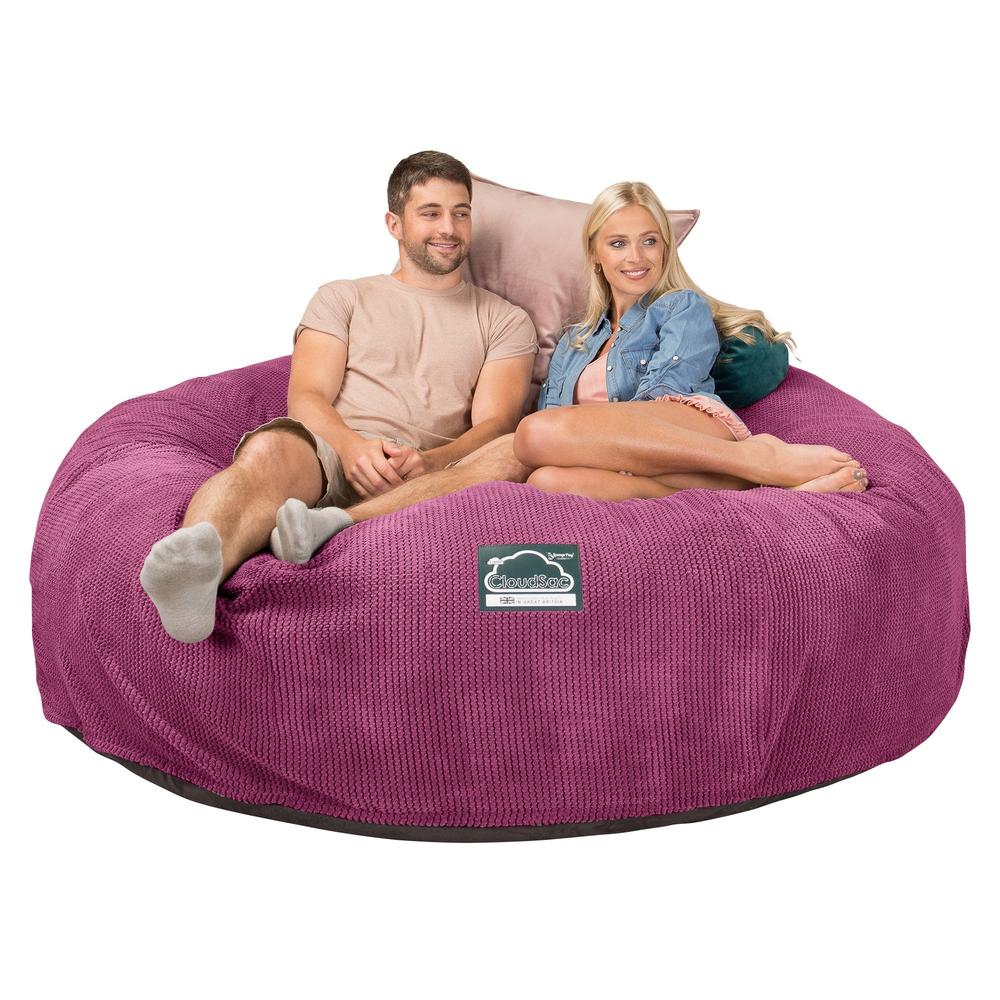 Lounge Pug, Pouf Sacco Gigante King Size XXL, C3000L CloudSac, Imbottito Di Fiocchi Di Lattice e Poliestere, Pompon Rosa