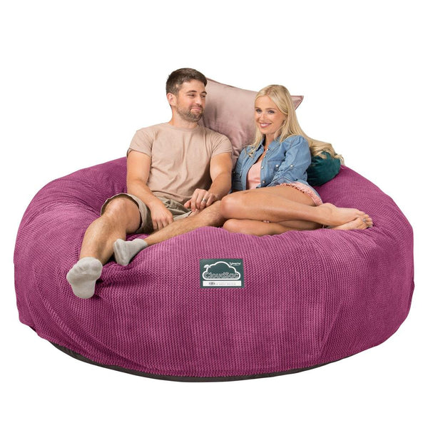 Lounge Pug, Pouf Sacco Gigante King Size XXL, C3000L CloudSac, Imbottito Di Fiocchi Di Lattice e Poliestere, Pompon Rosa